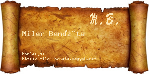 Miler Benáta névjegykártya